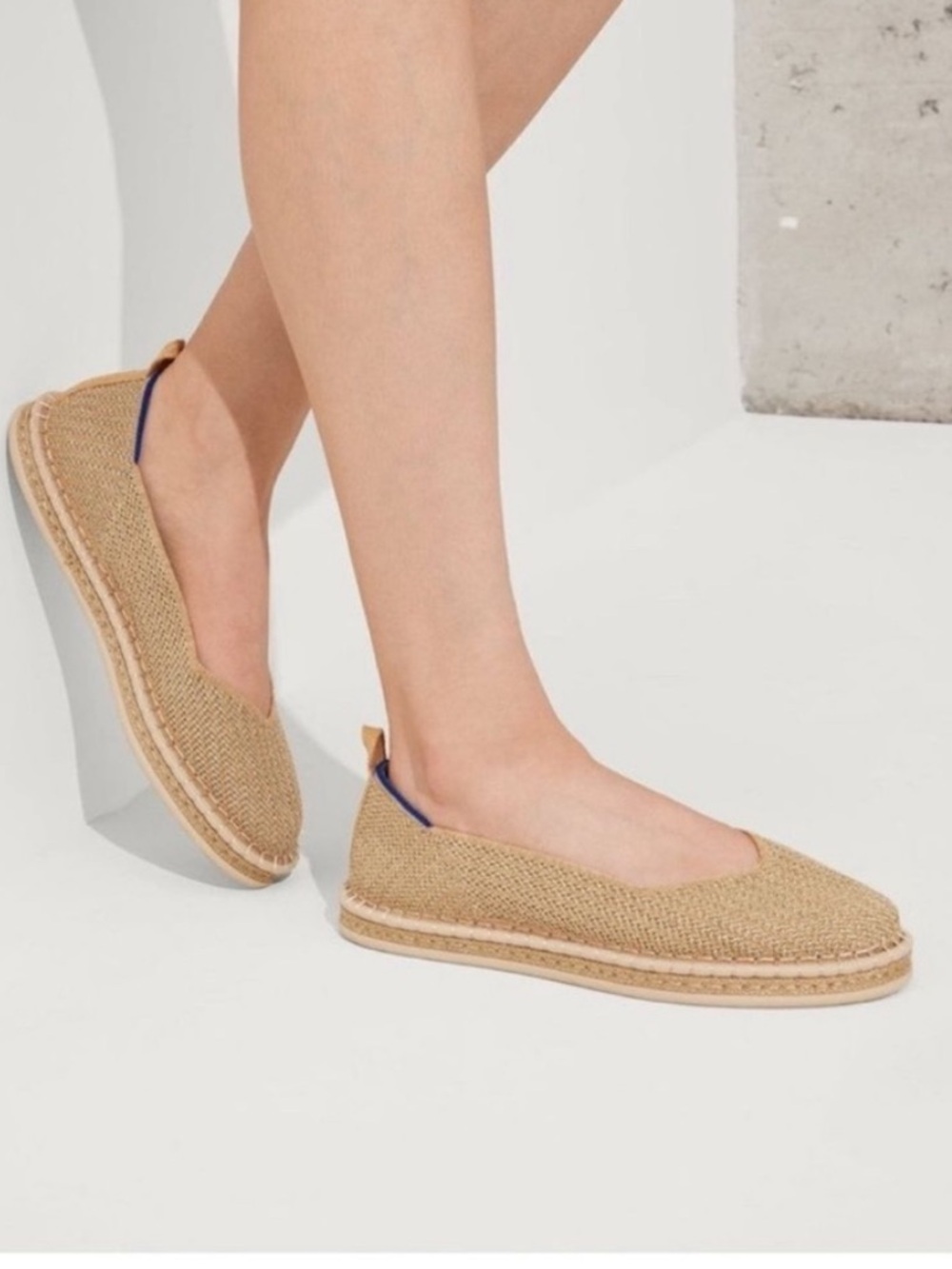 Rothy's Espadrille Sip On Flats Striped Gold Knit Slip-On Ballet Flats size 9